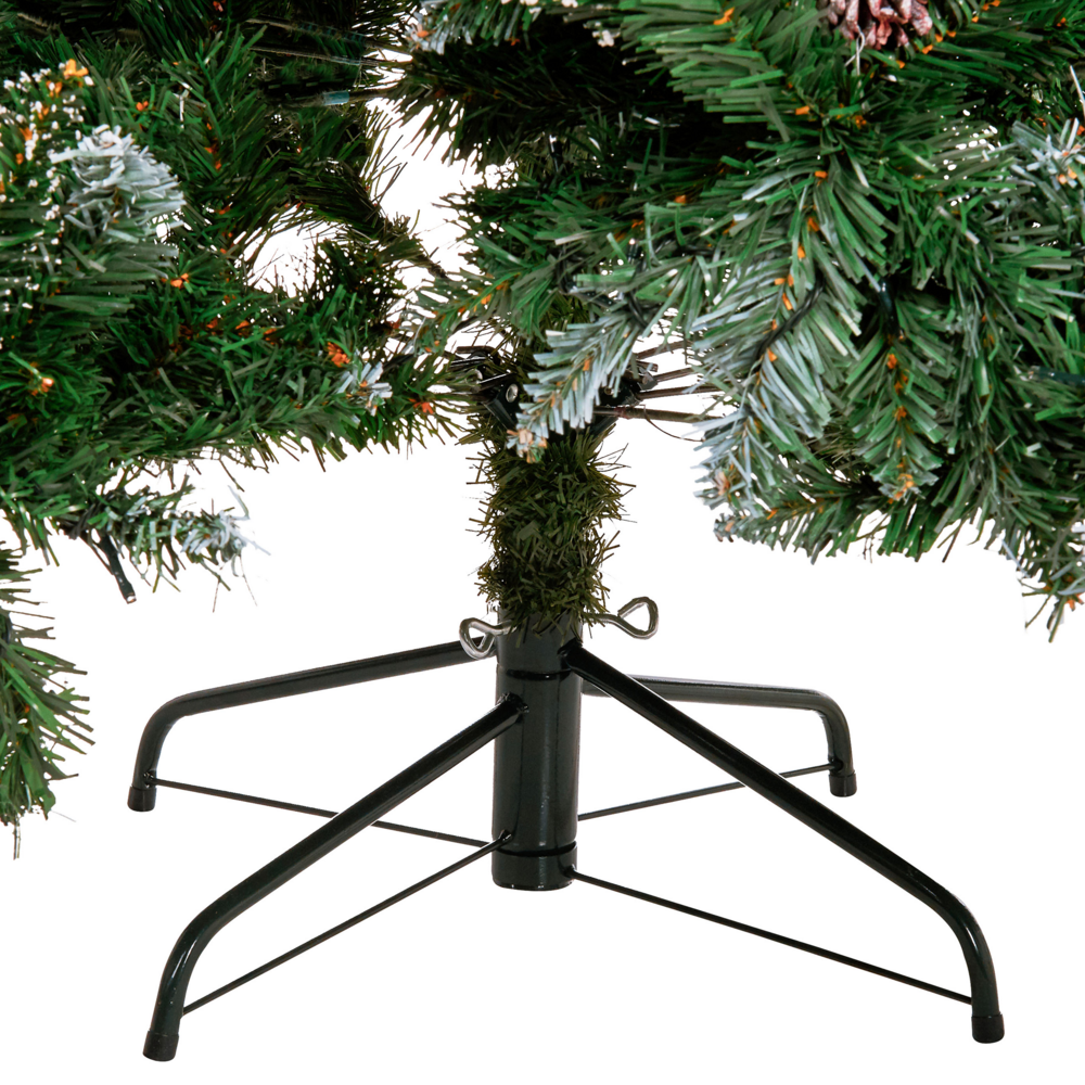 Albero di Natale Artificiale PreIlluminato Verde Innevato Base Nera 210 cm