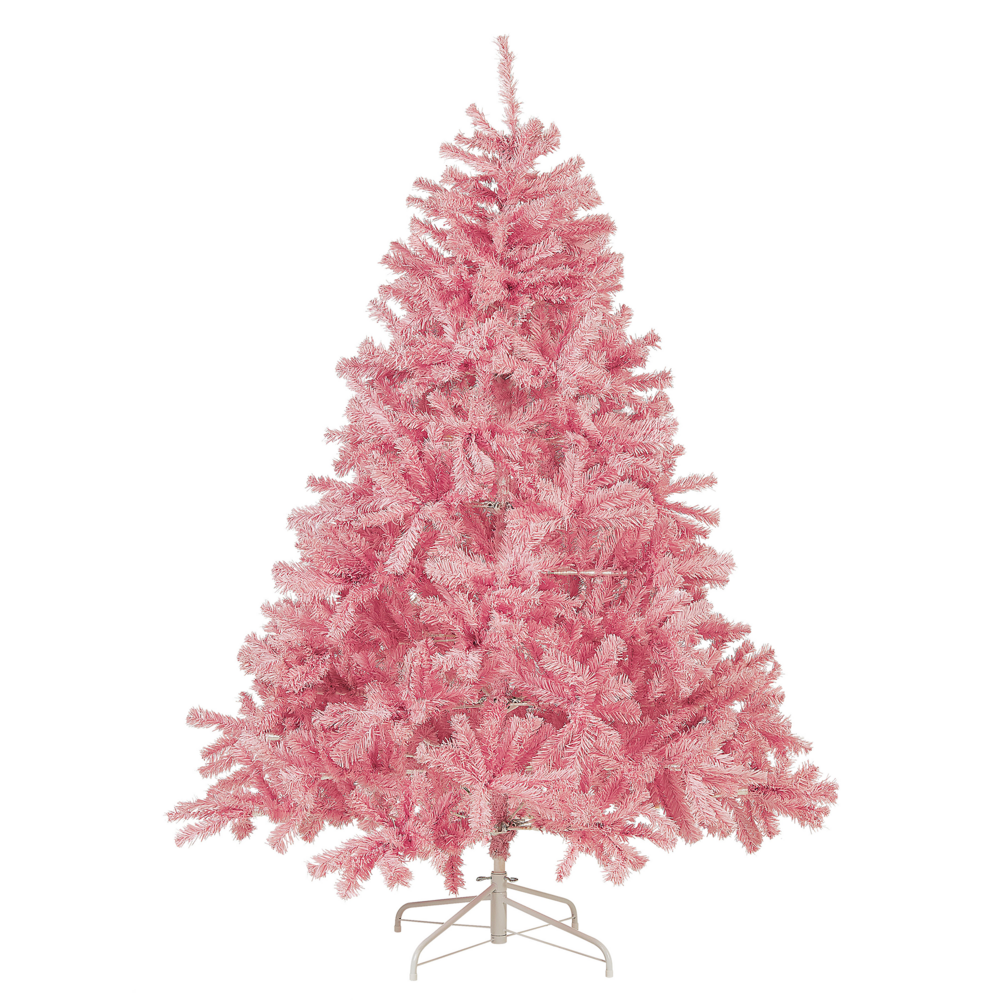 Albero di Natale artificiale Base in metallo PVC tradizionale 180 cm rosa