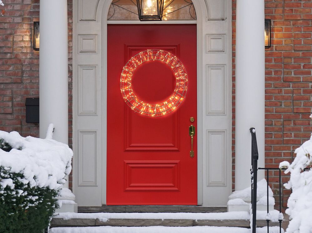 Decorazione da Esterno e Interno con Luci a LED Ghirlanda Natalizia in Metallo Argento