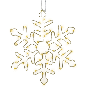 Set di 3 Decorazioni da Esterno ed Interno con Luci LED Fiocchi di Neve Metallo Argento