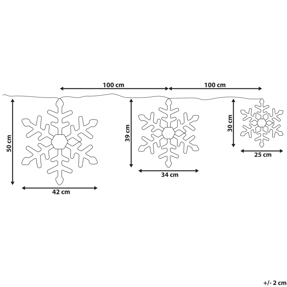 Set di 3 Decorazioni da Esterno ed Interno con Luci LED Fiocchi di Neve Metallo Argento