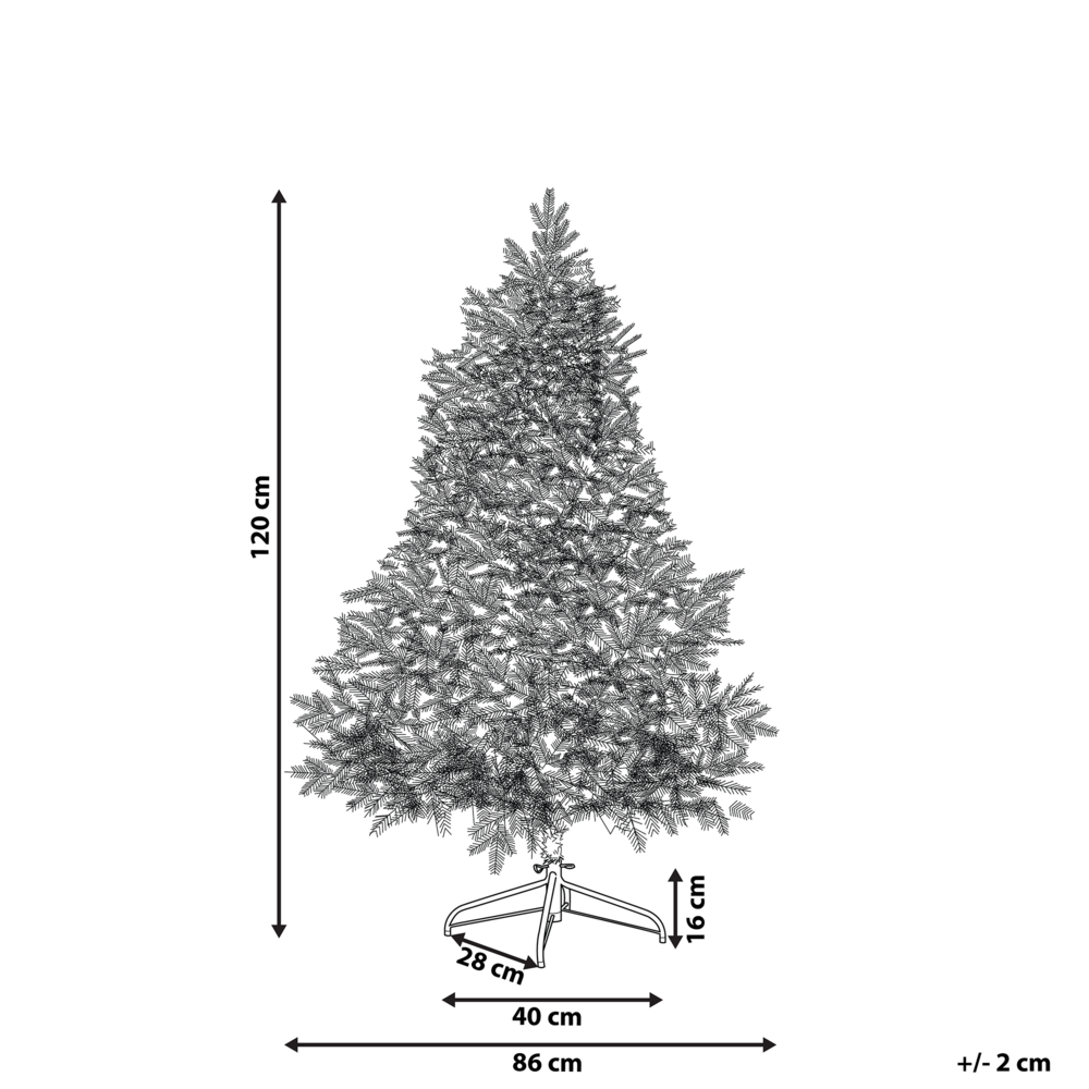 Albero di Natale artificiale innevato preilluminato con supporto in metallo 120 cm bianco