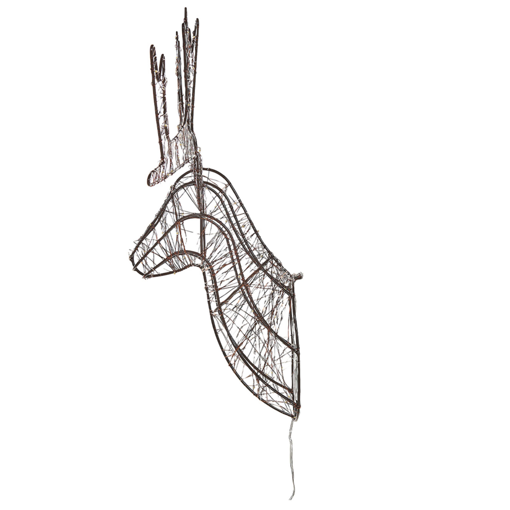 Decorazione da Esterno e Interno con Luci a LED Testa di Renna Natalizia in Metallo Argento