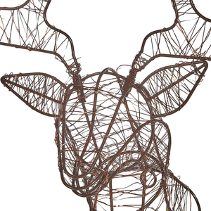 Decorazione da Esterno e Interno con Luci a LED Testa di Renna Natalizia in Metallo Argento