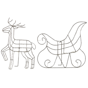 Decorazione da Interno ed Esterno con Luci a LED Slitta e Renne in Metallo Argento