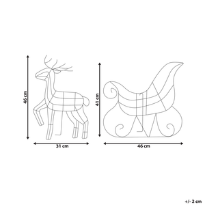 Decorazione da Interno ed Esterno con Luci a LED Slitta e Renne in Metallo Argento