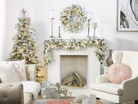 Festone natalizio artificiale innevato con Luci LED 180 cm Decorazione da Parete Bianco