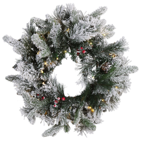 Ghirlanda Natalizia Artificiale Innevata PreIlluminata ⌀ 55 cm Bianco