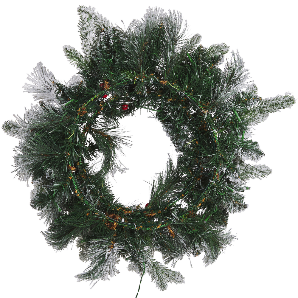 Ghirlanda Natalizia Artificiale Innevata PreIlluminata ⌀ 55 cm Bianco