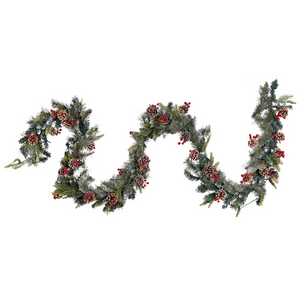 Festone Natalizio Sintetico Innevata con Illuminazione LED 270 cm Verde