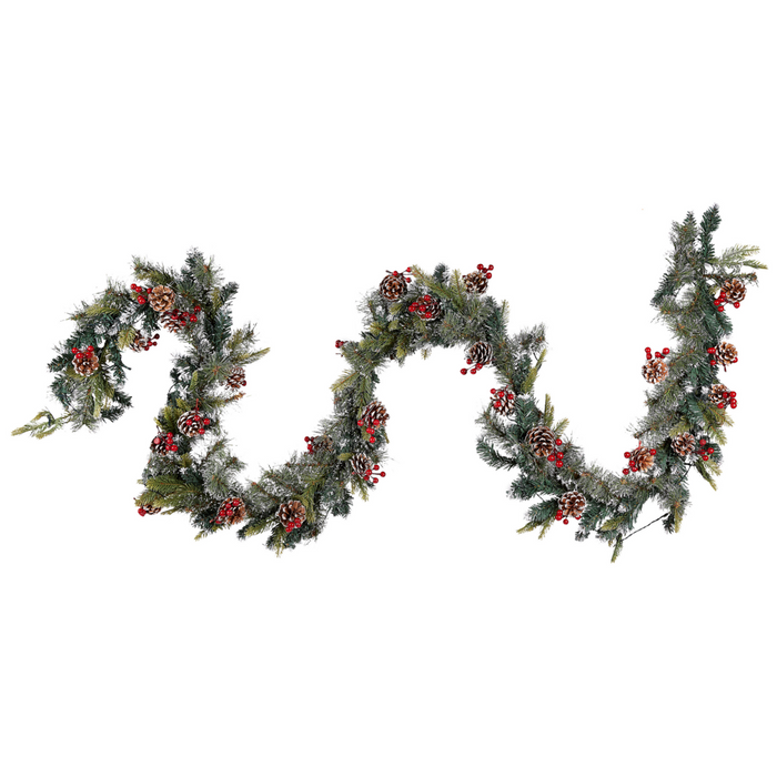 Festone Natalizio Sintetico Innevata con Illuminazione LED 270 cm Verde