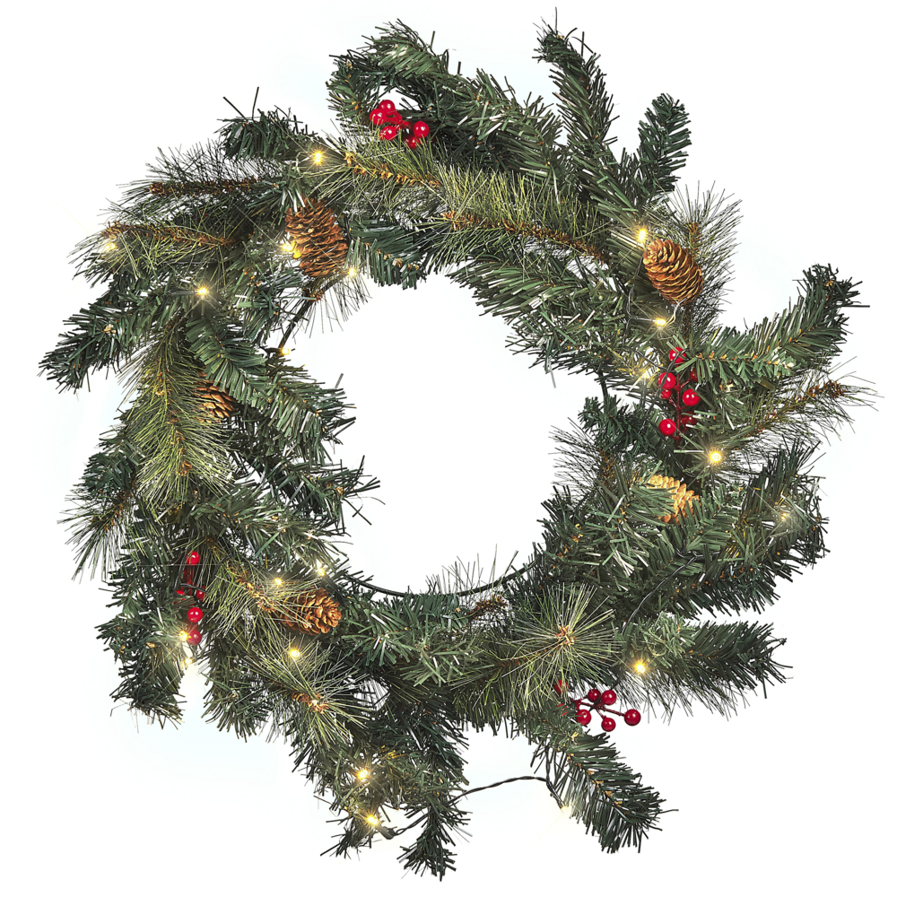 Festone Natalizio Sintetico con Luci LED ⌀ 60 cm di colore verde natale accessorio