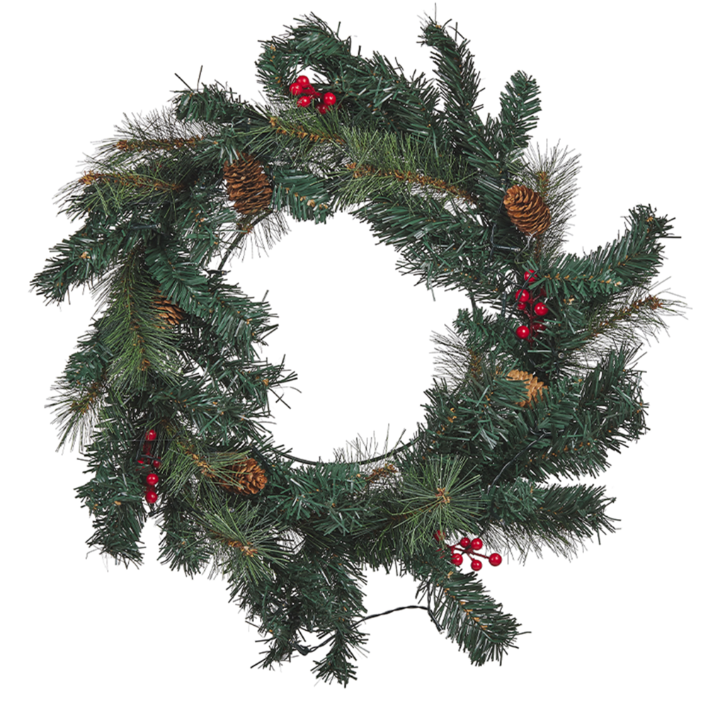 Festone Natalizio Sintetico con Luci LED ⌀ 60 cm di colore verde natale accessorio