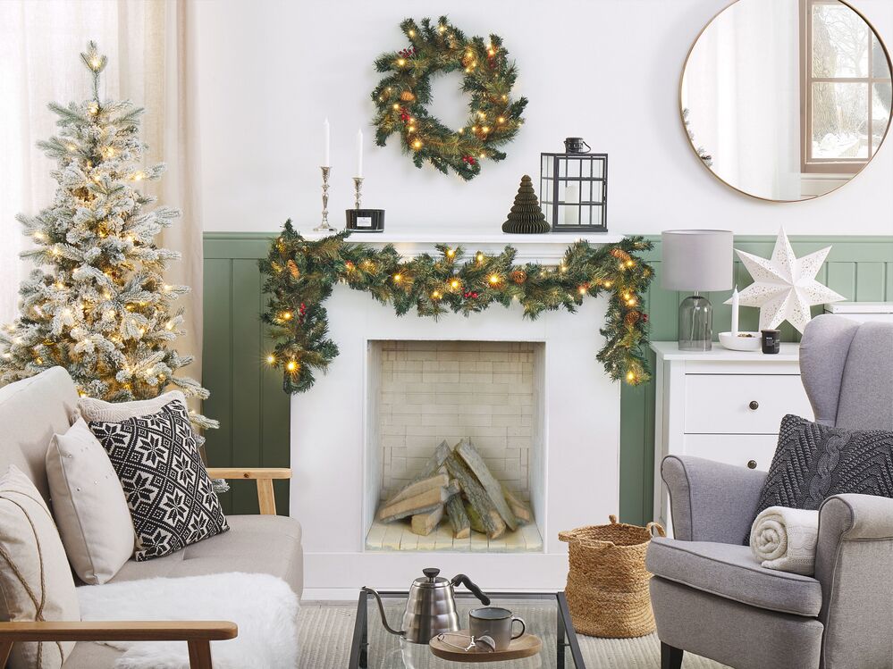 Festone Natalizio Sintetico con Illuminazione LED 180 cm Verde