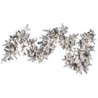 Festone Natalizio Artificiale con Luci LED 180 cm Innevata Decorazione da Parete Bianco