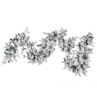 Festone Natalizio Artificiale con Luci LED 180 cm Innevata Decorazione da Parete Bianco