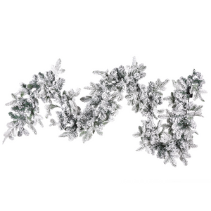 Festone Natalizio Artificiale con Luci LED 180 cm Innevata Decorazione da Parete Bianco