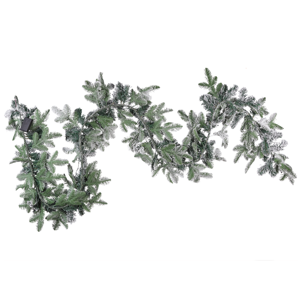 Festone Natalizio Artificiale con Luci LED 180 cm Innevata Decorazione da Parete Bianco