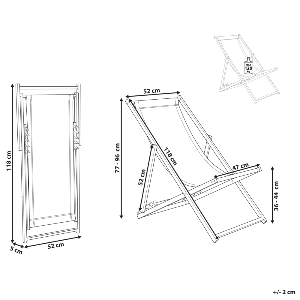 Sedia a Sdraio Pieghevole in Tessuto di colore Rosso e Struttura Alluminio Rosso resistente