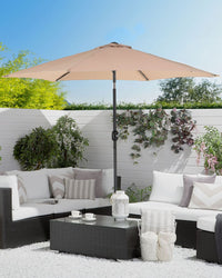 Ombrellone da giardino color moca 270 cm per esterno terrazza balcone resistente all'acqua