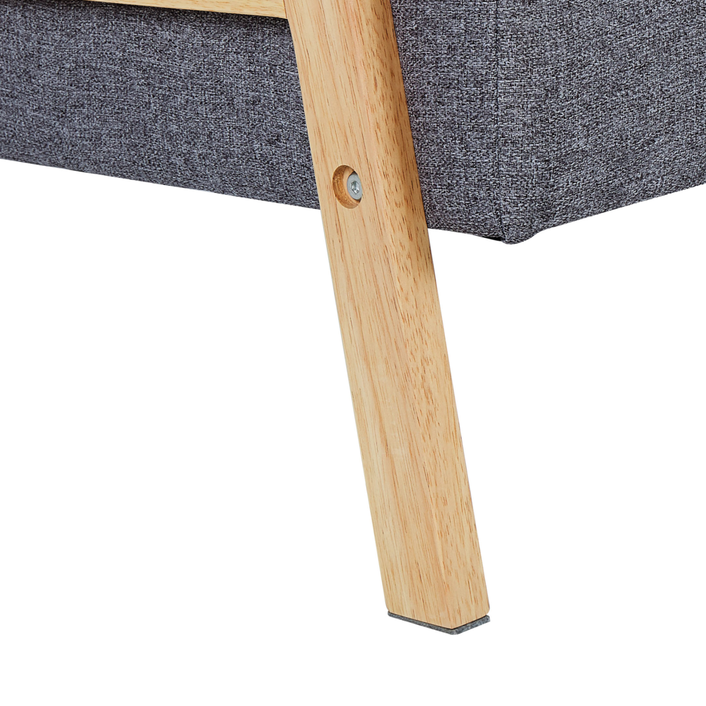 Moderno Divano Letto a 3 Posti in Tessuto di Poliestere Grigio e Braccioli in Legno