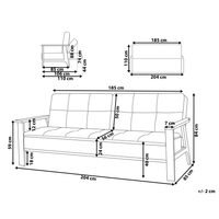 Moderno Divano Letto a 3 Posti in Tessuto di Poliestere Grigio Scuro e Braccioli in Legno