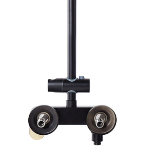 Moderno Set Colonna Doccia da Muro con Soffione a Pioggia in Ottone Nero Opaco ed dorato