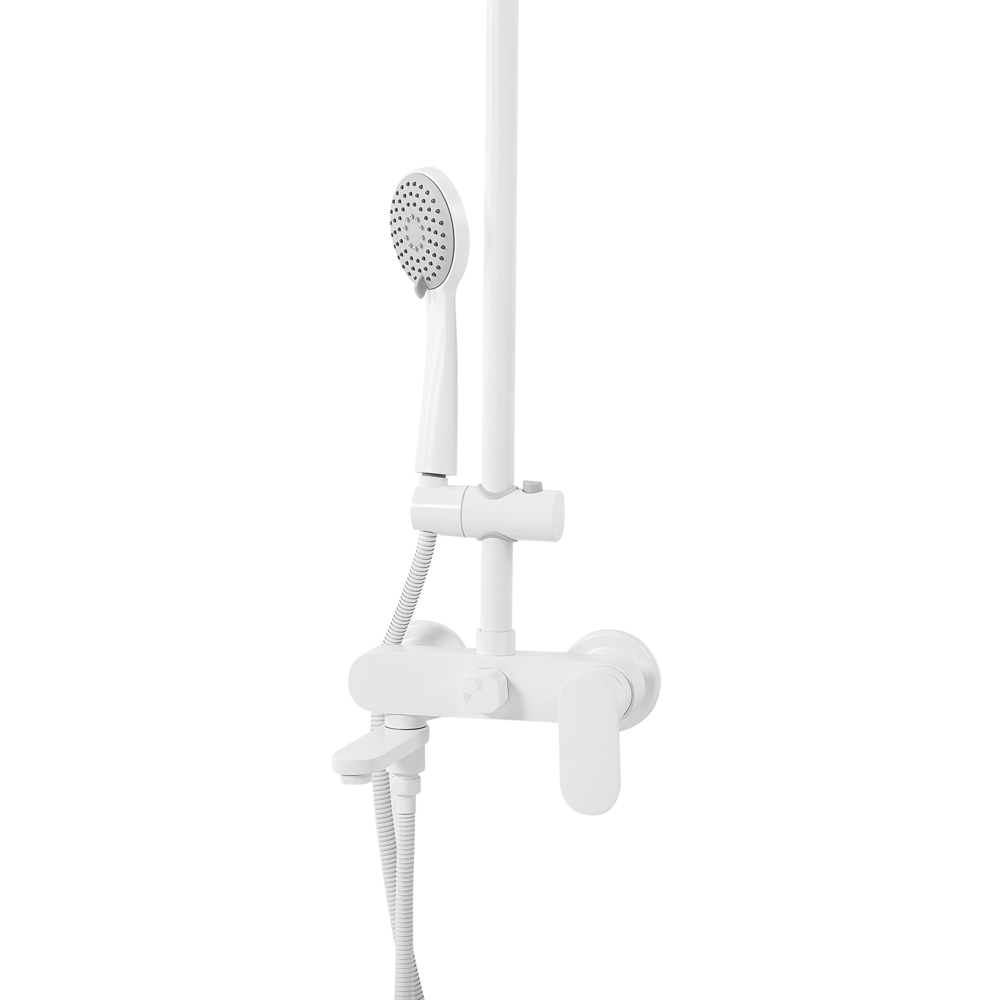 Moderno Set Colonna Doccia da Muro con Soffione a Pioggia in Ottone Bianco Opaco