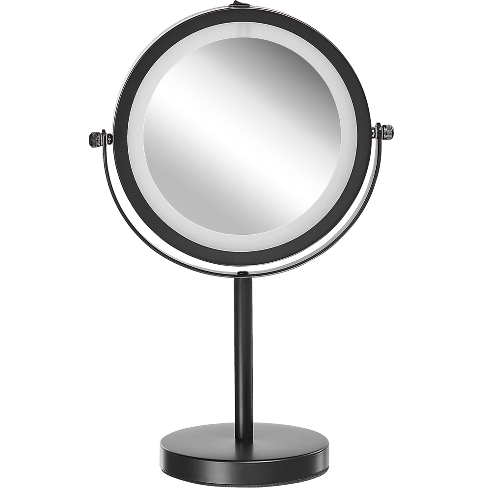 Specchio da tavolo double face per trucco a LED metallo Nero ø 13 cm 1x / 5x