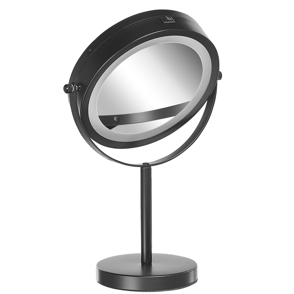 Specchio da tavolo double face per trucco a LED metallo Nero ø 13 cm 1x / 5x