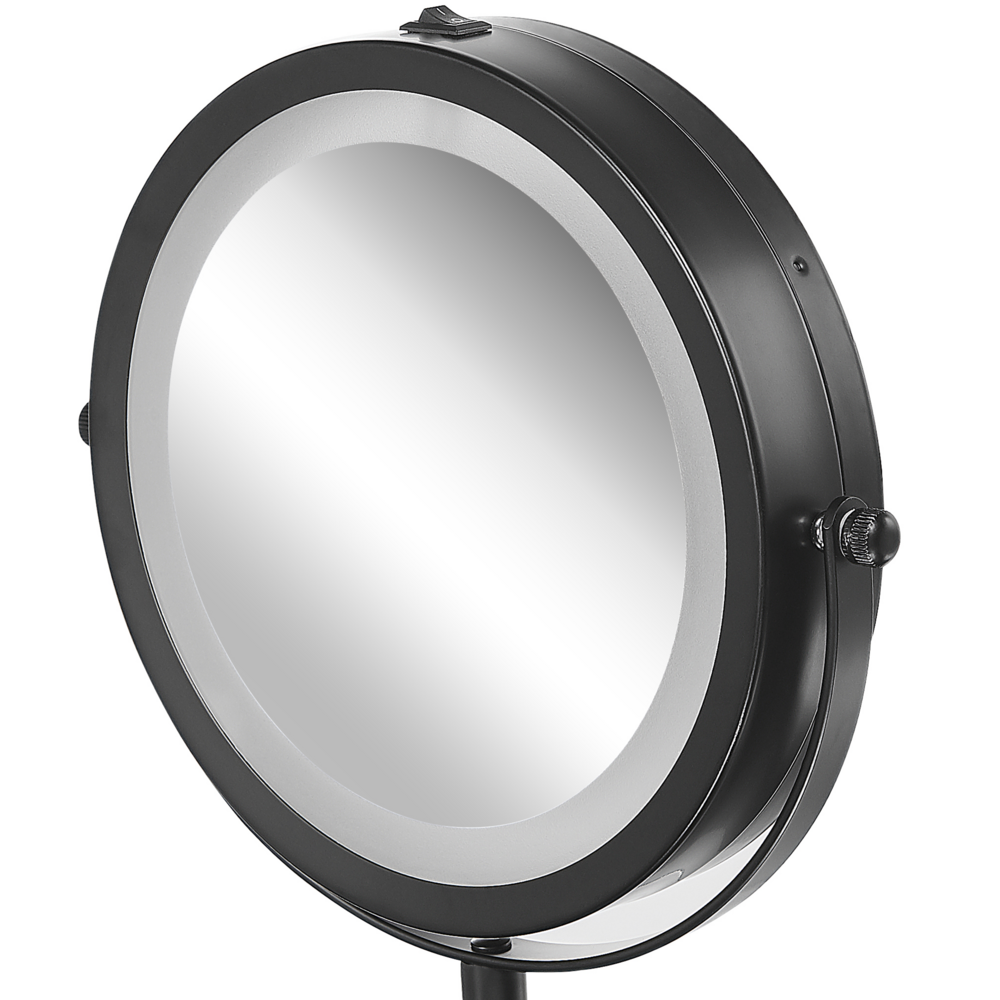Specchio da tavolo double face per trucco a LED metallo Nero ø 13 cm 1x / 5x