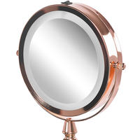 Specchio da tavolo double face per trucco a LED metallo rosa dorato ø 18 cm 1x / 5x