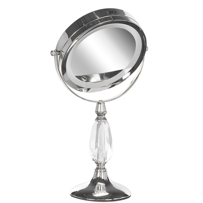 Specchio da tavolo double face per trucco a LED metallo argento ø 18 cm 1x / 5x