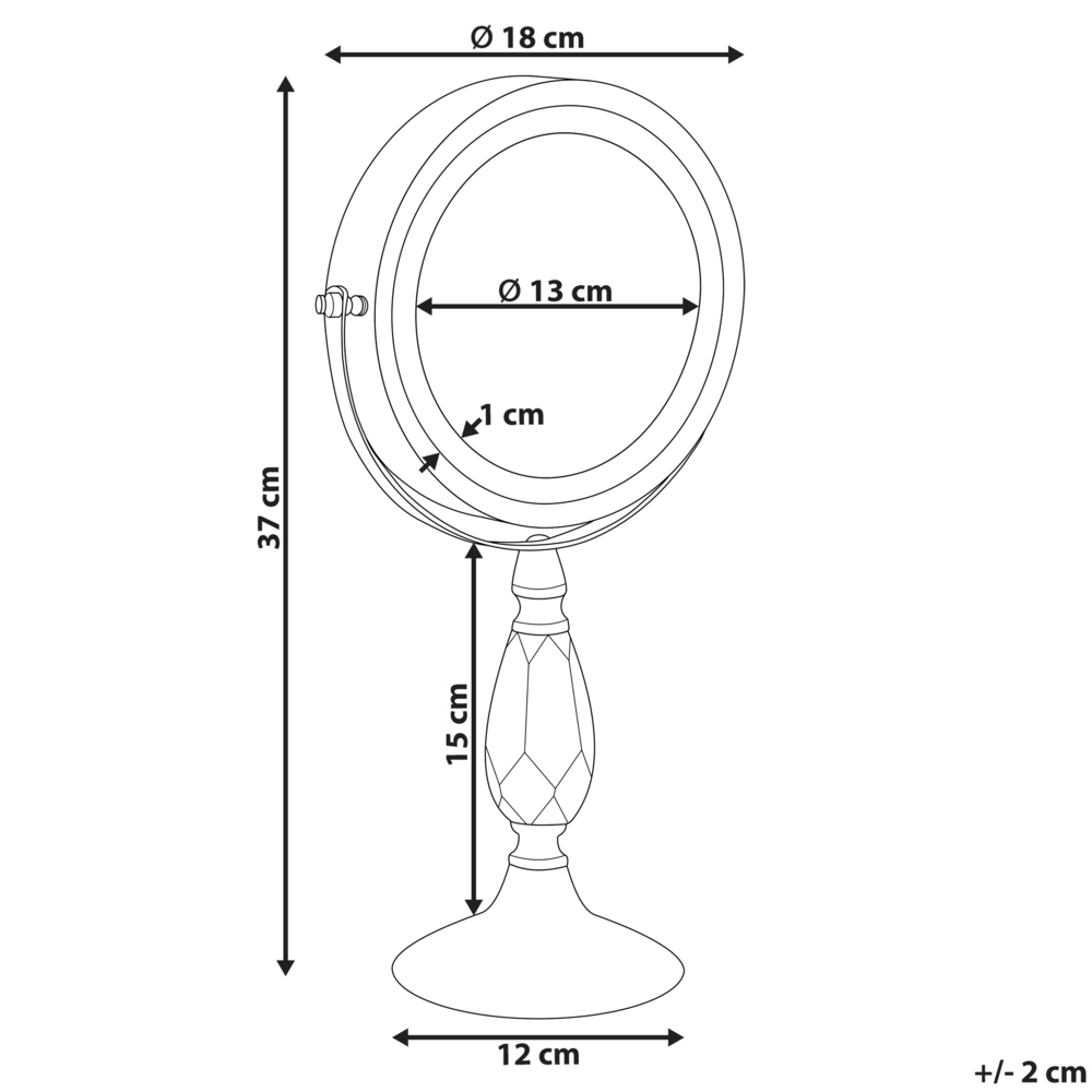 Specchio da tavolo double face per trucco a LED metallo argento ø 18 cm 1x / 5x
