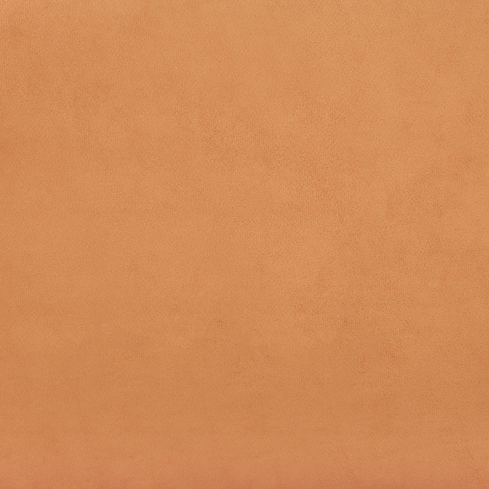 Divano in velluto arancione a 3 posti con sedile imbottito e gambe in metallo con schienale e cuscini