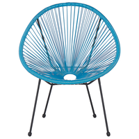 Set da Esterno con Tavolino e 2 Sedie Blu in Rattan Sintetico Moderno