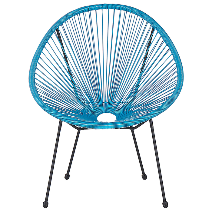 Set da Esterno con Tavolino e 2 Sedie Blu in Rattan Sintetico Moderno