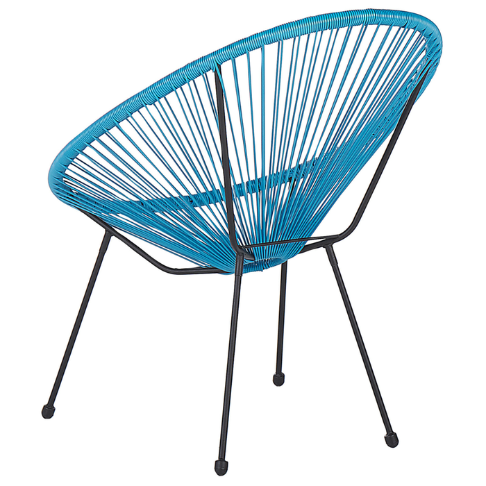 Set da Esterno con Tavolino e 2 Sedie Blu in Rattan Sintetico Moderno