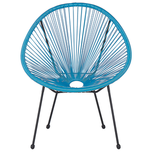 Set di 2 Sedie da Giardino Blu Rattan Sintetico Resistente e Duraturo