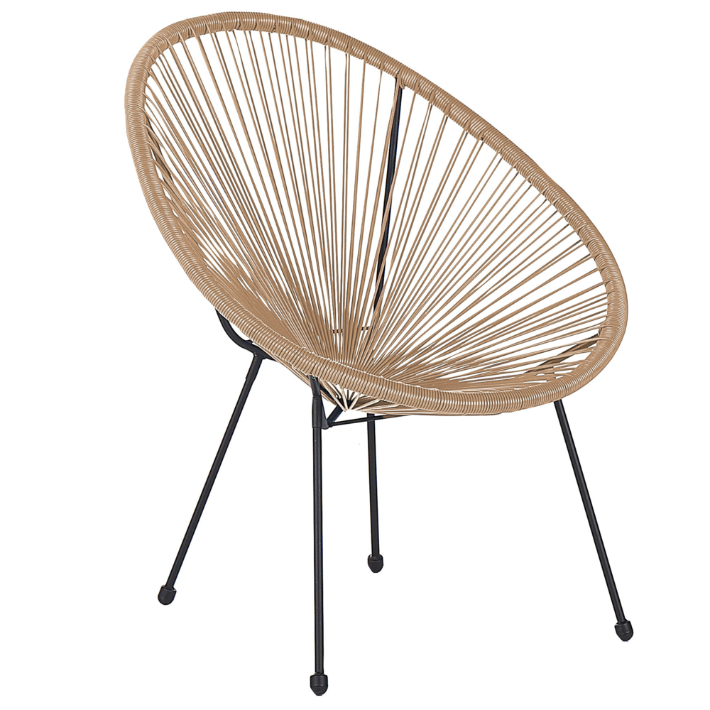 Sedia da Esterno Simil Rattan Beige Design Spaghetti stile moderno contemporaneo