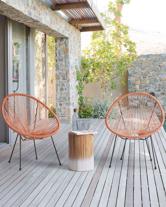 Set di 2 Sedie da Giardino Arancioni in Rattan Sintetico Resistente