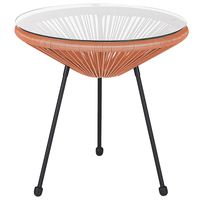 Set da Esterno Tavolino e 2 Sedie Arancioni Rattan Sintetico Moderno