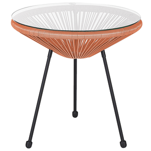 Set da Esterno Tavolino e 2 Sedie Arancioni Rattan Sintetico Moderno