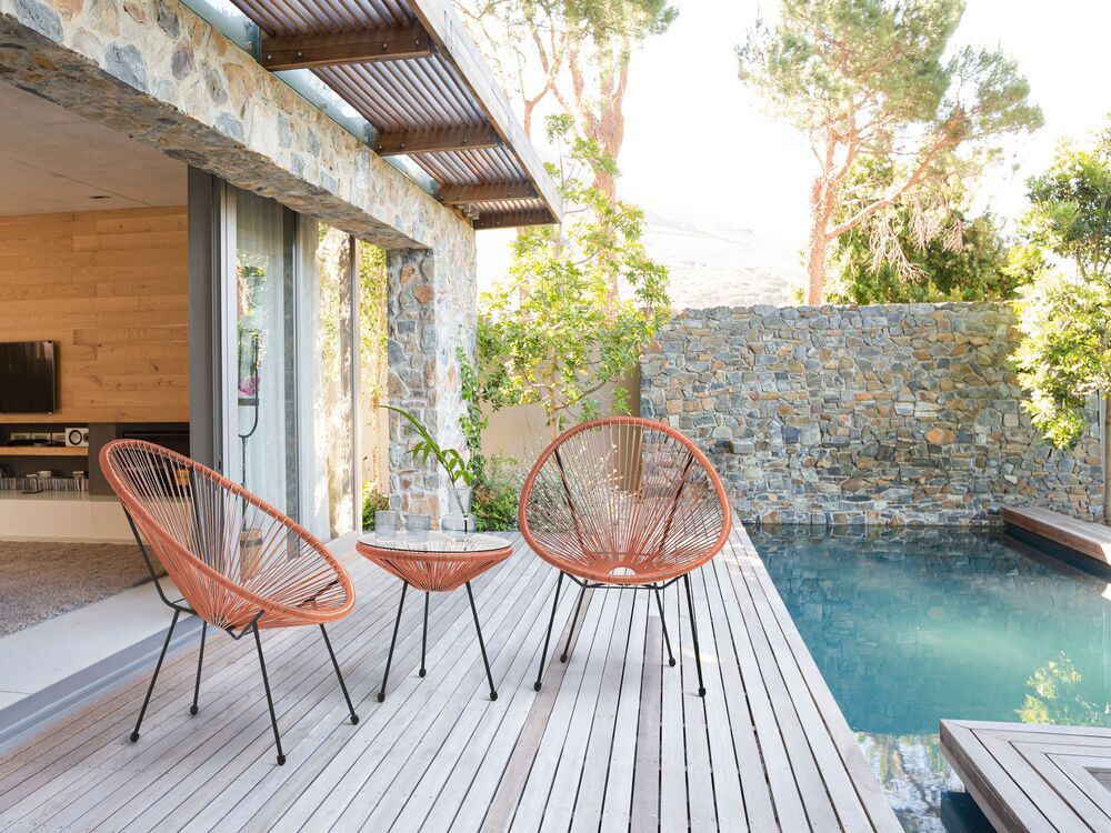 Set da Esterno Tavolino e 2 Sedie Arancioni Rattan Sintetico Moderno