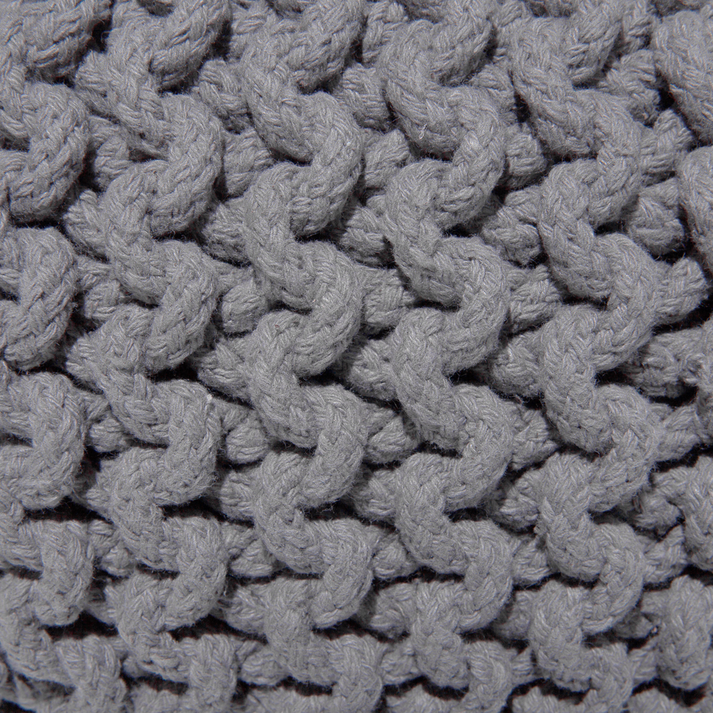Pouf ottomana grigio scuro in cotone lavorato a maglia perline EPS riempimento rotondo piccolo poggiapiedi 40 x 25 cm