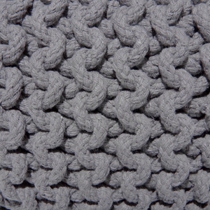 Pouf ottomana grigio scuro in cotone lavorato a maglia perline EPS riempimento rotondo piccolo poggiapiedi 40 x 25 cm