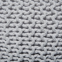 Pouf ottomana grigio chiaro in cotone lavorato a maglia perline EPS riempimento rotondo piccolo poggiapiedi 40 x 25 cm