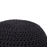 Pouf ottomana in cotone lavorato a maglia Nero perline EPS riempimento rotondo piccolo poggiapiedi 50 x 35 cm