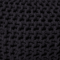 Pouf ottomana in cotone lavorato a maglia Nero perline EPS riempimento rotondo piccolo poggiapiedi 50 x 35 cm
