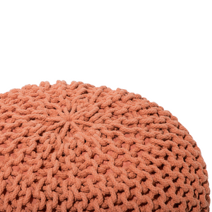Pouf ottomana in cotone lavorato a maglia in rame con perline EPS riempimento rotondo piccolo poggiapiedi 40 x 25 cm